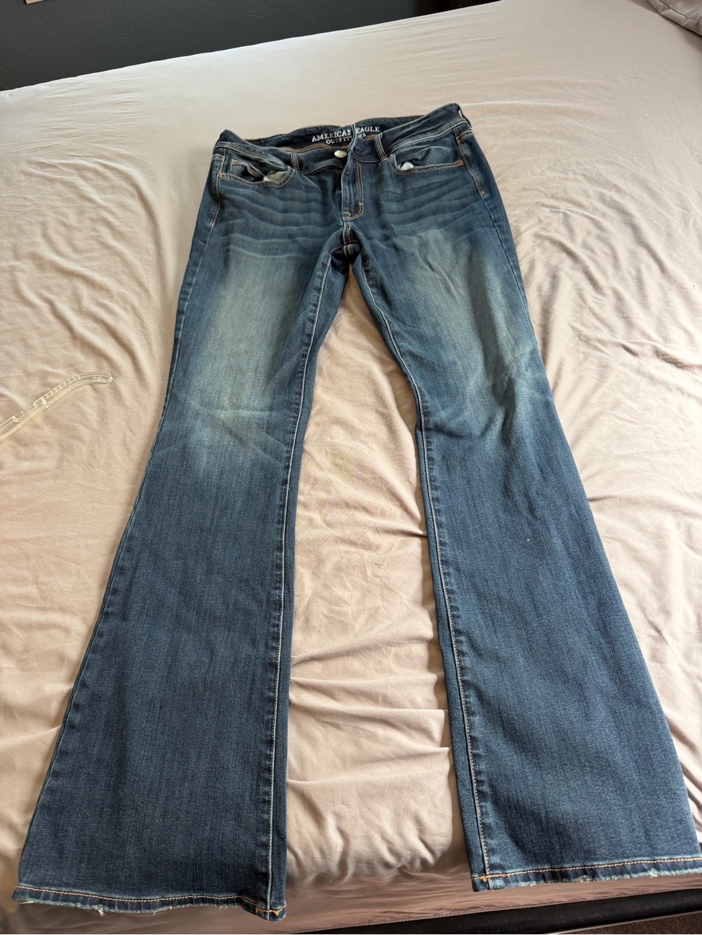American Eagle Outfitters Distressed Medium Blue Flare Jeans